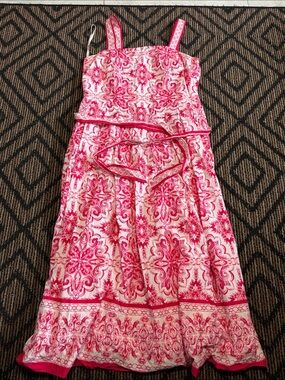 Talbots Pink Paisley-Style Sundress with Fabric Belt
